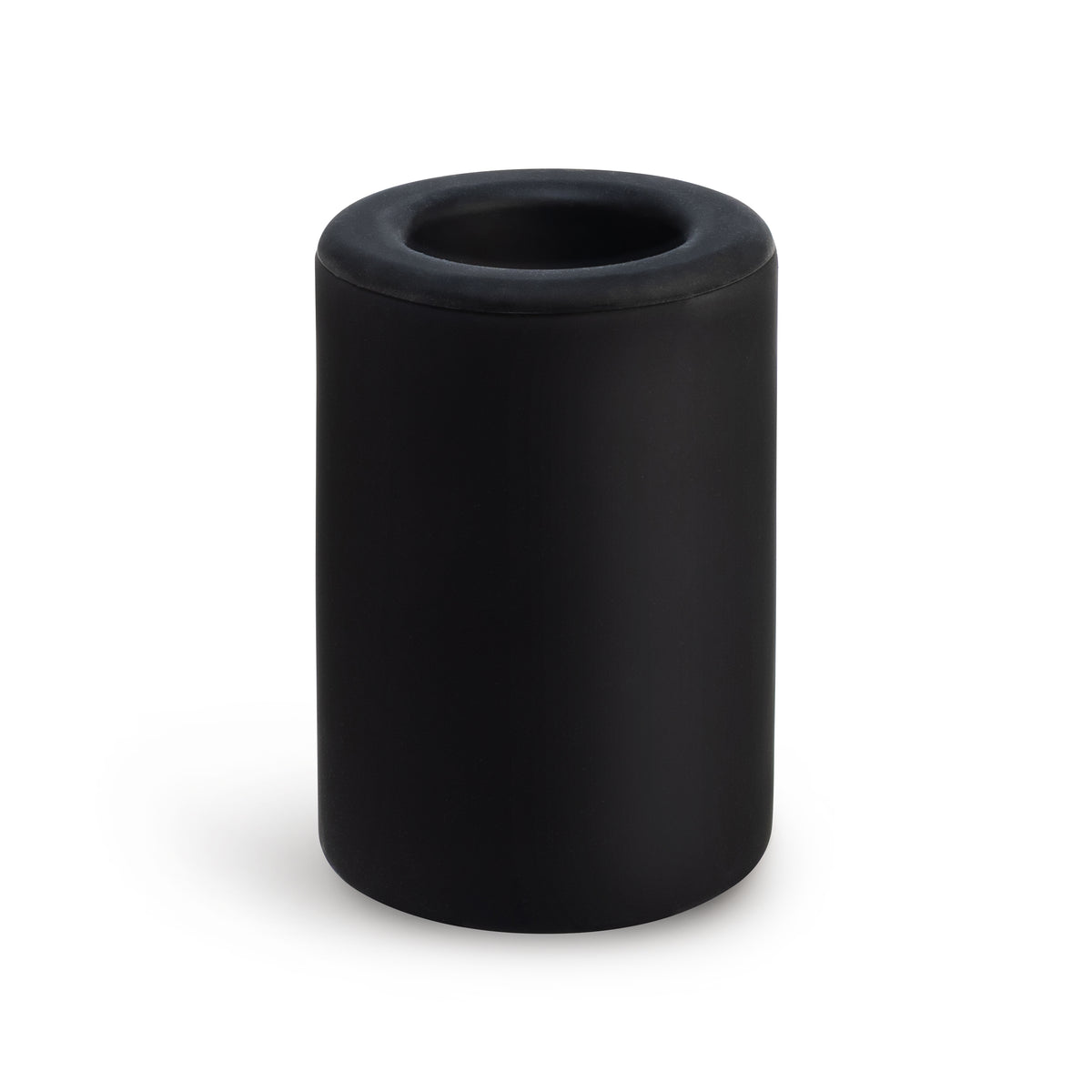 Black cylindrical wax warmer with open top and rounded rim.