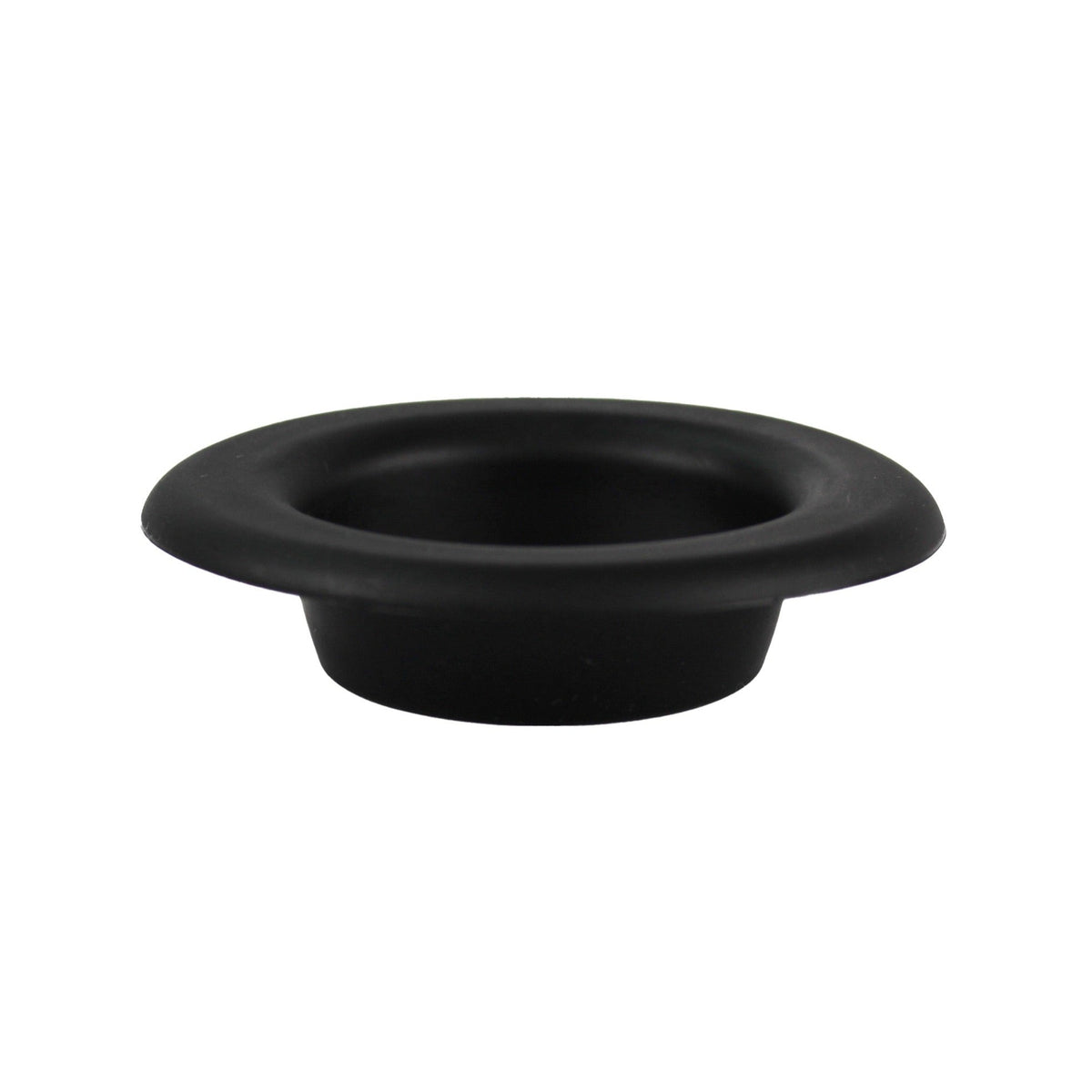Black silicone wax melt dish with wide rim and central bowl cavity.