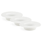 Set of three clear silicone dishes on a white background