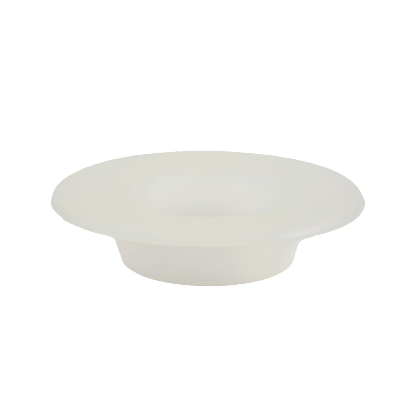 White silicone wax melt dish with wide shallow bowl and raised center rim.