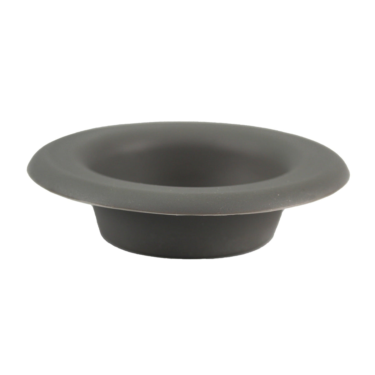 Gray silicone wax melt dish with wide rim and circular basin.