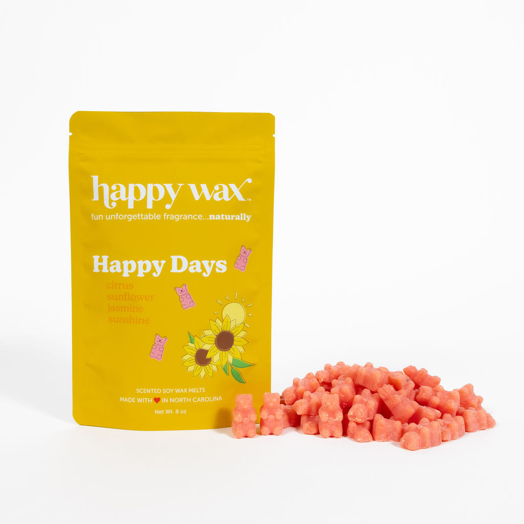Happy Wax Melts, Happy Days with oranges bears on white background 