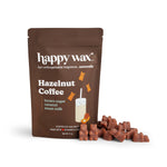 Happy Wax Hazelnut Coffee 4 ounce packaging with wax bears on white background.