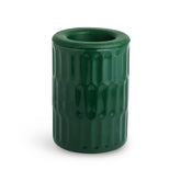 Green cylindrical wax warmer with textured vertical pattern and open top.