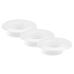 Set of three clear silicone dishes on a white background