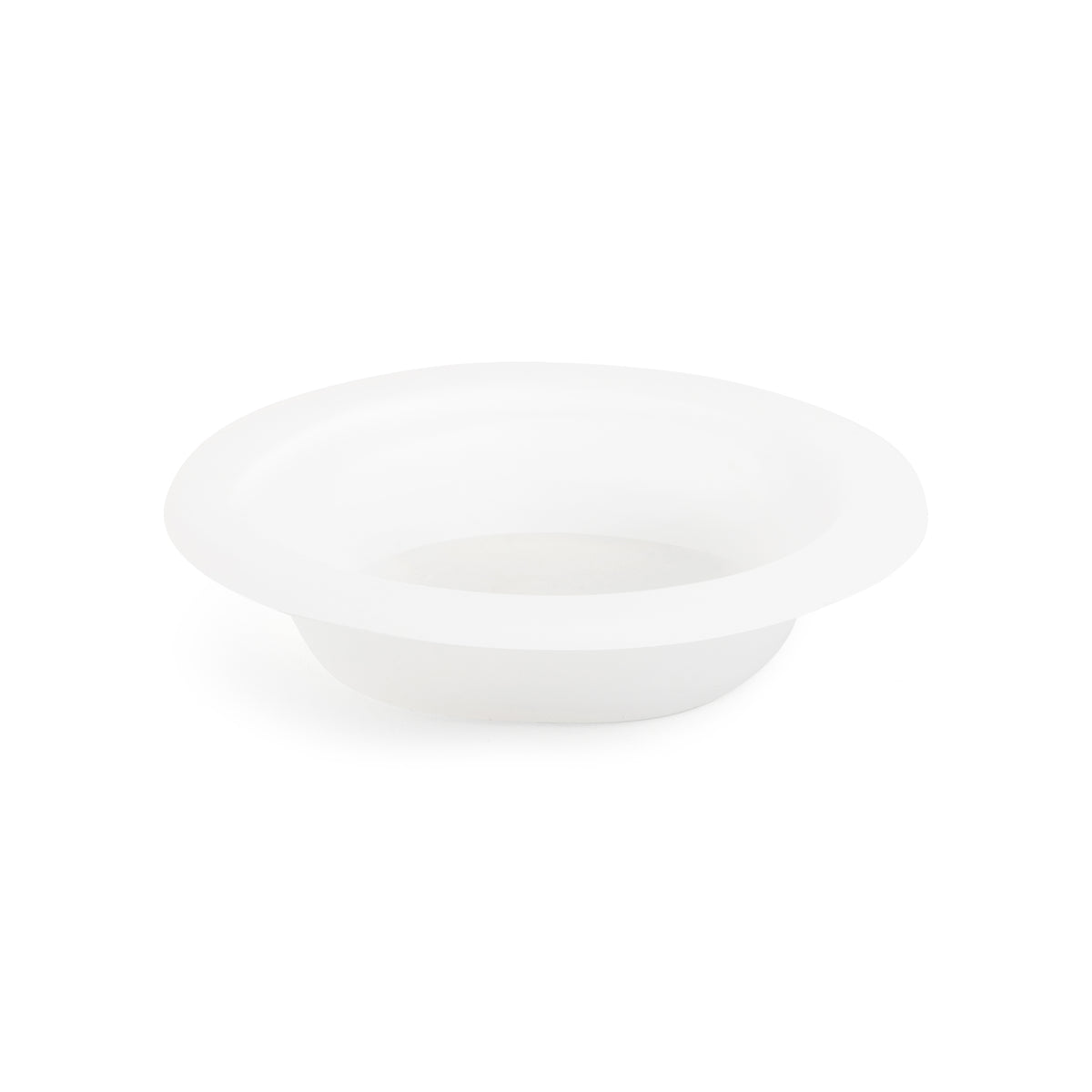 White silicone wax melt dish with shallow bowl shape and wide rim.