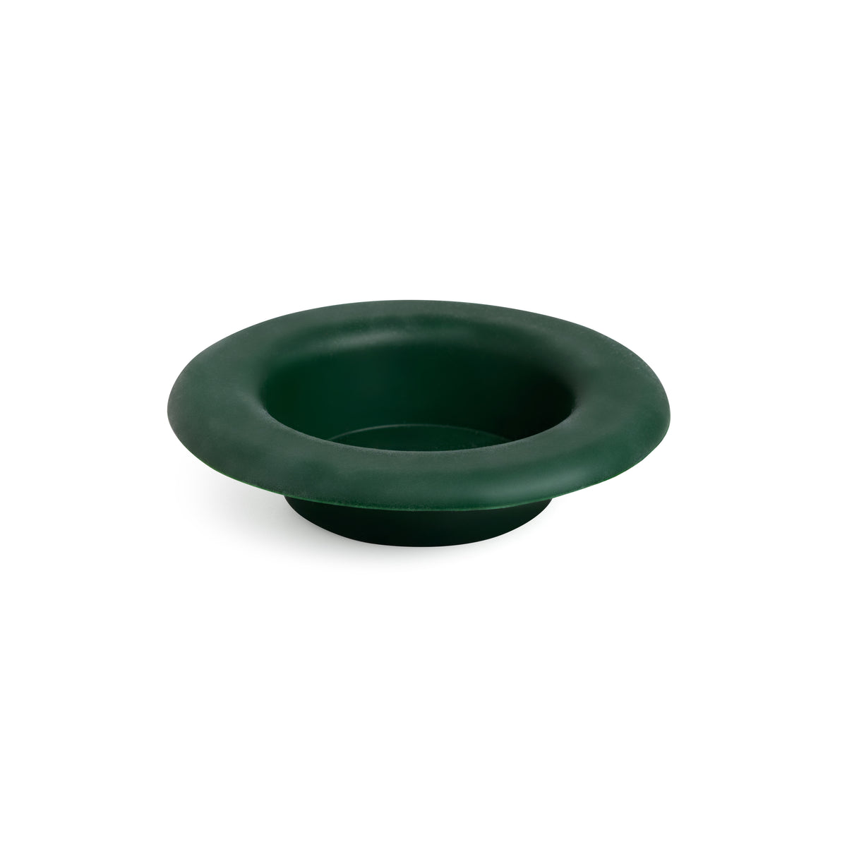Dark green silicone wax melt dish with wide rim and central bowl cavity.