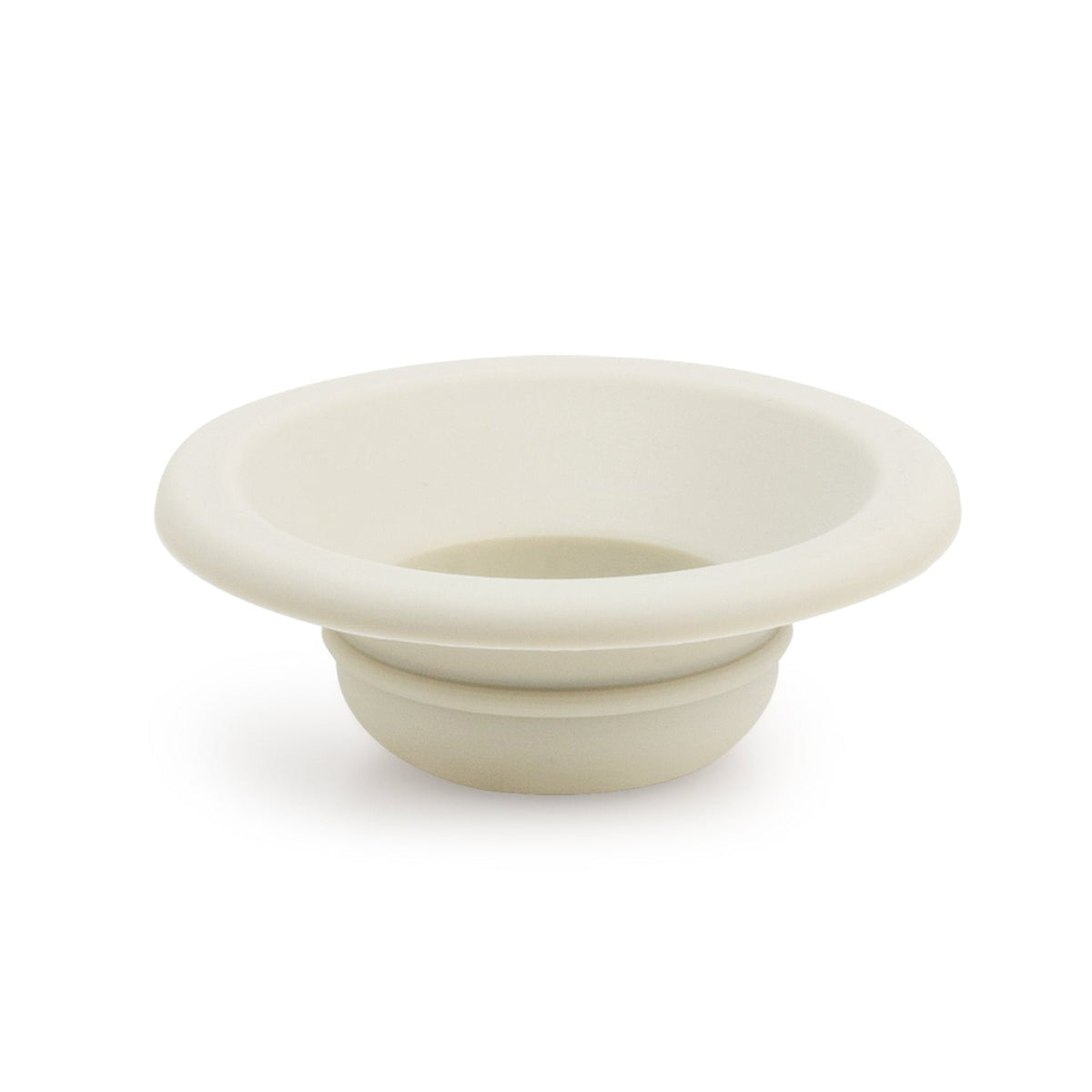 Cream-colored silicone wax melt dish with wide rim and shallow bowl design for outlet warmers.