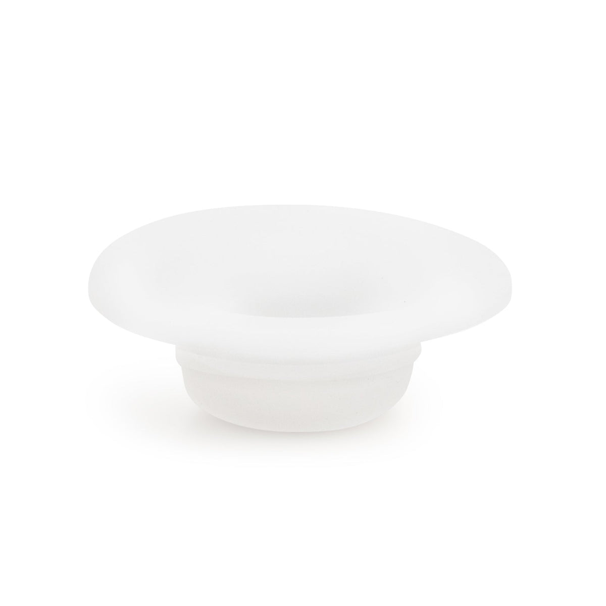 White silicone wax melt dish with wide rim and recessed center bowl.