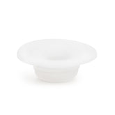 White silicone wax melt dish with wide rim and recessed center bowl.