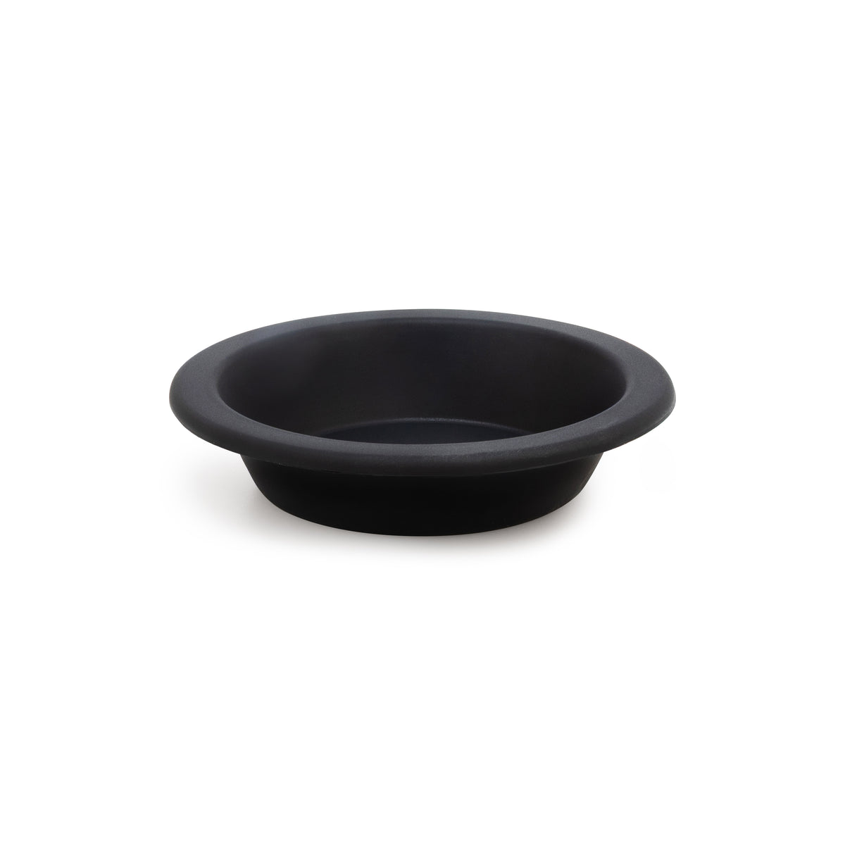 Black silicone wax melt dish with wide rim and shallow bowl shape.