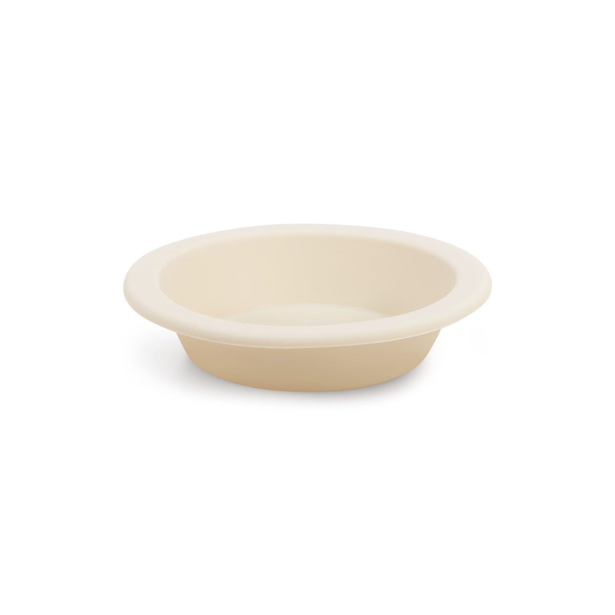 Cream-colored silicone wax melt dish with wide rim and shallow basin design.