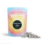 Pastel gradient pouch of thunderstorm scented soy wax melts with grey wax bears displayed beside it.